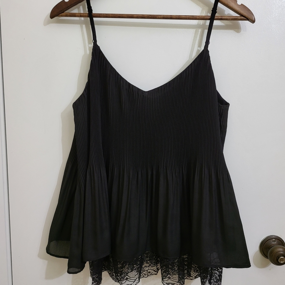 Smocked Babydoll Tops Sleeveless - Black